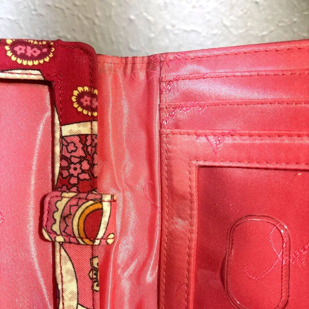 Vera Bradley Rosy Posies Trifold Smartphone Wristlet Wallet Pink Paisley